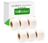 Molabel - 6 rotoli di etichette autoadesive 99017, compatibili con DYMO S0722460, 12 mm x 50 mm, per un totale di 1320 etichette, adatte per etichette per raccoglitori, compatibile con LabelWriter