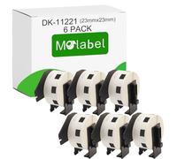 Molabel 6 rotoli di etichette compatibili come ricambio per Brother DK-11221 DK 11221, 23 mm x 23 mm adatto per P-Touch QL1050 QL1060N QL500BW QL550 QL560 QL570 QL580N QL700 QL710W QL720NW QL810N