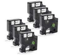 Molabel Compatibile con Dymo D1 45010 A45010 12 mm x 7 m nero su trasparente, adatto per Dymo LabelManager LM160 LM210D LM260P LM280 LM360D LM420P, confezione da 6