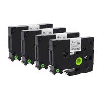 Molabel Confezione da 4 pezzi TZe-221 Nero su Bianco - Nastro compatibile per Brother PT-H105, PT-H107B, PT-H110, PT-E110VP, PT-H200, PT-D210VP, PT-P300BT, PT-D400VP, PT-1000, PT-1010