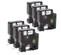 Molabel Confezione da 6 nastri compatibili per Dymo D1 45013 S0720530 (12 mm x 7 m), colore nero su bianco, adatti per Dymo LabelManager 160, 200, 210D, 280, 360D, 420P, 450D.