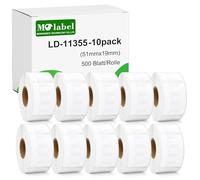 Molabel Etichette 10 rotoli di ricambio per Dymo 11355 S0722550, adatte per Labelwriter 310 320 330 Turbo 400 Twin Turbo Duo 450 Twin Turbo Duo SE450, dimensioni 51 x 19 mm.