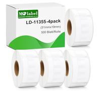 Molabel Etichette 4 rotoli di ricambio per Dymo 11355 S0722550, adatte per Labelwriter 310 320 330 400 Twin Turbo Duo 450 Twin Turbo Duo SE450, dimensioni 51 x 19 mm.