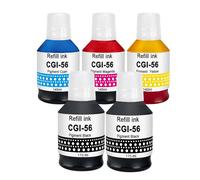Molabel Inchiostro compatibile con Canon GI-56 - Confezione da 5 (2 Nero, 1 Ciano, 1 Magenta, 1 Giallo), adatto per stampanti MAXIFY GX7050, GX6050, GX5050, GX4050, GX3050