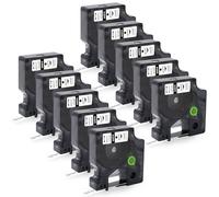 Molabel Nastro per etichette compatibile con Dymo D1 45010 A45010, 12 mm x 7 m, nero su trasparente, adatto per Dymo LabelManager LM160 LM210D LM260P LM280 LM360D LM420P, confezione da 10