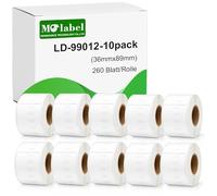 Molabel Set di 10 rotoli compatibili con Dymo 99012 S0722400, 36 mm x 89 mm