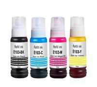 Molabel Set di 4 inchiostri (1 nero, 1 ciano, 1 magenta, 1 giallo) compatibili con Epson 103, adatti per le stampanti EcoTank L1110, L3100, L3101, L3110, L3111, L3150, L3151, L3160, L5190.