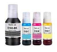Molabel Set di 4 inchiostri compatibili con Epson 102 per stampanti EcoTank ET-2700, ET-2750, ET-2751, ET-2756, ET-2800, ET-2850, ET-2856, ET-3700, ET-3750, ET-3850, ET-4750, ET-4800, ET-4856.