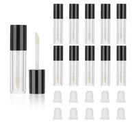 Molain 10 tubetti vuoti per lucidalabbra, 2,5 ml, mini contenitori ricaricabili per cosmetici, balsamo per labbra, campioni di rossetto, balsami per labbra (tappo nero a tubo)