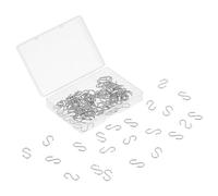 Molain 100 ganci Mini S, 14 mm, piccoli ganci in metallo da appendere con scatola per fai da te, gioielli da appendere per foto (argento)