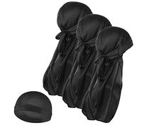 Molain 3 Pezzi Berretto a Onda di Seta e 1 pz Cappucci durag setosi con Fascia Lunga Coda Elastica durags Morbido Traspirante setoso Calza Wave cap Capelli Perfetto per 360/720 Onde