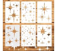 Molain 6 stencil grandi a forma di stella per pittura, riutilizzabili, stencil per disegno da parete, legno, tela, tessuto, decorazione per la casa