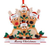 Molain Cervo ornamenti di Natale, Famiglia Ornamento di 3, 4, 5 nome Personalizzato Renna albero di Natale Ciondolo con Testo, Personalizzato Regali di Decorazione di Natale
