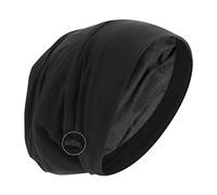 Molain Cuffia per dormire in raso, fodera in raso, cappello morbido per dormire da notte, regolabile, foderato in seta, nero (nero)