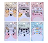 Molain Cute Sticky Notes, Confezione da 6 Cartoon Sticky Notes Animali Forma Pennarelli Bandiere Blocco note autoadesivi Studenti Home Office Compagni di stanza Regali Tab Supplies 270 fogli
