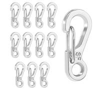 Molain Mini Set di Moschettoni in Metallo - 12 Piccoli Moschettoni per Anelli da Campeggio, Ganci Leggeri (Argento)