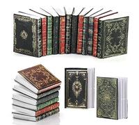 Molain Miniatures Mini libri per casa delle bambole, 12 pezzi accessori per casa delle bambole 1:12 libri casa delle bambole per la decorazione della casa delle bambole camera da letto biblioteca