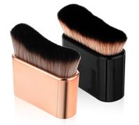 Molain Pennello autoabbronzante grande Kabuki pennello per il corpo Sunless Tanner Trucco viso per fondotinta blush ombra Bronzer (oro rosa, nero)