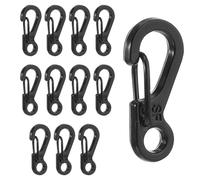 Molain Set di Moschettoni in Metallo - 12 Piccoli Moschettoni per Anelli da Campeggio, Ganci Leggeri (Nero)