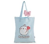Molang 62793 - Elegante borsa per la spesa con applicazione e fiocco di peluche, perfetta per tutti i giorni, lo shopping e il tempo libero, un regalo per fan e bambini, 44 x 38 cm, azzurro