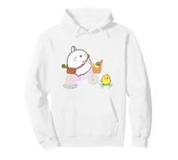 Molang Piu Piu Cavalcando Bicicletta & Skateboard Anime Felpa con Cappuccio