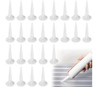 Molbory 25 ugelli per sigillatura coni in silicone, colore bianco, punte per cartuccia in silicone per pistola per salsiccia, applicatore per ugelli di tenuta, tappo di tenuta epossidica durevole