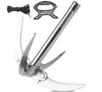 Molbory 4 ganci con corda da 20 m e manico in corda, denti spessi da 2 mm, ancoraggio pieghevole forte e durevole, pieghevole, per piccole imbarcazioni e pulizia di piante acquatiche prima della pesca