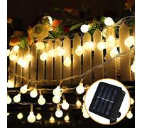 Molbory - Catena di luci a LED a energia solare, per esterni, 8 m, 8 modalità di illuminazione IP65, impermeabile, luce bianca calda, con sensore di luce, per giardino, feste, balconi, matrimoni