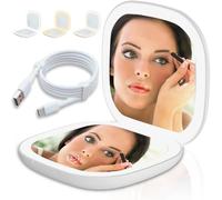 Molbory Mini specchio tascabile LED, specchio cosmetico con ingrandimento 1×/5×, specchio cosmetico portatile con illuminazione ricaricabile, specchio da viaggio pieghevole per ragazze, sensore touch