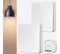 Molbory Set di interruttori della luce radio, interruttore radio da parete, portata 50 m, 2 interruttori radio per lampada, nessun cablaggio, 5000 W, impermeabile