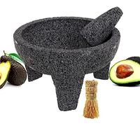 Molcajete - Mortaio e pestello da 20,3 cm, per salsa, guacamole, tejolote, pietra lavica, azteco, maya, tolteco, roccia vulcanica, antica, tradizionale preispanica, antica, pietra abrasiva