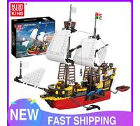 Mold King 10137 Pirate Shipping Toys The RedBeard Revenge Building Block Set Assembly Pirate Ship Brick Kids Christmas Gift