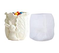Mold per Barattolo di Candela - Coniglio Pasquale in Silicone Che Abbraccia Il Cavolo | Stampo per Tazza di Candela per Aromaterapia | Stampo in Silicone Coniglietto Fai-da-Te per La Casa, Fattoria,
