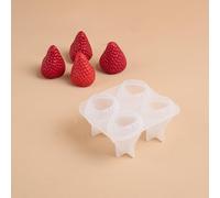 Mold Silicone | 3D Silicone Molds for Candle Making, Reusable 4-Cavity DIY Molds, Realistic Strawberry Candles, Essential Oil & Resin Art Supplies,1ps,LARGE