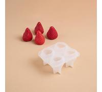 Mold Silicone | 3D Silicone Molds for Candle Making, Reusable 4-Cavity DIY Molds, Realistic Strawberry Candles, Essential Oil & Resin Art Supplies,2ps,MEDIUM