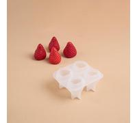 Mold Silicone | 3D Silicone Molds for Candle Making, Reusable 4-Cavity DIY Molds, Realistic Strawberry Candles, Essential Oil & Resin Art Supplies,3ps,SMALL