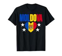 Moldavia Bandiera Cuore E Stelle Maglietta