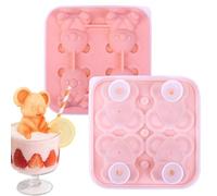 Molde De Hielo En Forma De Cubo | Moldes De Hielo En Forma De Oso 4 Cavidades Para Cócteles - Moldes Redondos Fáciles De Desmoldar Uso Diario En Hogares Bebidas Comida Fría Cocina Y Snacks