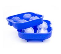 Molde para hacer bolas de hielo Kitch - Bandeja flexible de silicona para hielo - Moldes de 4 esferas redondas de 4,5 cm - Azul cobalto