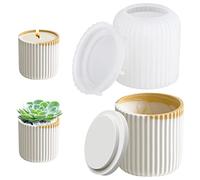 Moldes para velas,-Stampo per candela in silicone Stampo con coperchio Portacandele colata candelabro in cemento scatola per stampi in silicone con coperchio cilindro stampo portacandele