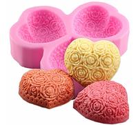 MoldFun - Stampo in silicone a forma di cuore a forma di rosa a 3 cavità, per sapone, bar lozioni, bombe da bagno, candela