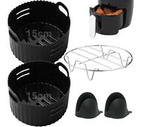 Moleath 15CM Accessori Friggitrice ad Aria per Ariete 2L, Cecotec 2,5L, 4PCS Accessori per Air Fryer Include Silicone Teglia e Griglia etc, Senza BPA