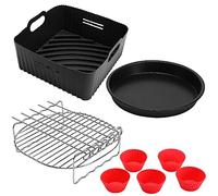 Moleath 21cm Accessori Friggitrice ad Aria in Silicone, Teglie per Philips XL 6,2L, COSORI 5,5L 4,7L, Cecotec 6L, Innsky 5,5L, Ardes 5L, Contenitori per Friggitrice ad Aria