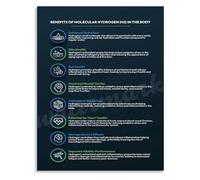 Molecular Hydrogen H2 Poster Health Infographic Wall Art Antioxidant Science Decor for Biohacker Room Office Study(Framed,12x18inch(30x45cm))