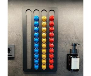 molemo Porta capsule per Nespresso, organizer per capsule, dispenser da parete senza foratura, supporto per capsule (nero - per Nespresso Original)