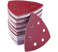 MOLENCO 72 Pezzi Fogli Abrasivi, Triangoli Abrasivi Fogli Abrasivi, 93 x 93 x 93 mm, 40, 60, 80, 120, 180, 240 Grana per Levigatrice Multiuso(6 Fori)