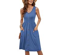 MOLERANI Abiti Casual da Donna con Scollo a V Swing Flowy Abiti Estivi con Tasca (Beja Blue, L)
