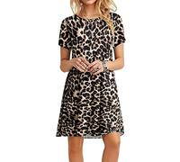 MOLERANI Abiti Estivi da Donna Abito Casual a t-Shirt Abito da Spiaggia da Donna a Maniche Corte (XL, Motivo maculato Leopardato)
