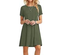 MOLERANI Abiti Estivi da Donna T-Shirt Casual Abito da Spiaggia a Maniche Corte Abito da Donna Swing Largo (M, Verde Militare)