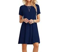 MOLERANI Abiti Estivi da Donna T-Shirt Casual Abito da Spiaggia a Maniche Corte Abito da Donna Swing Largo (S, Blu Navy)